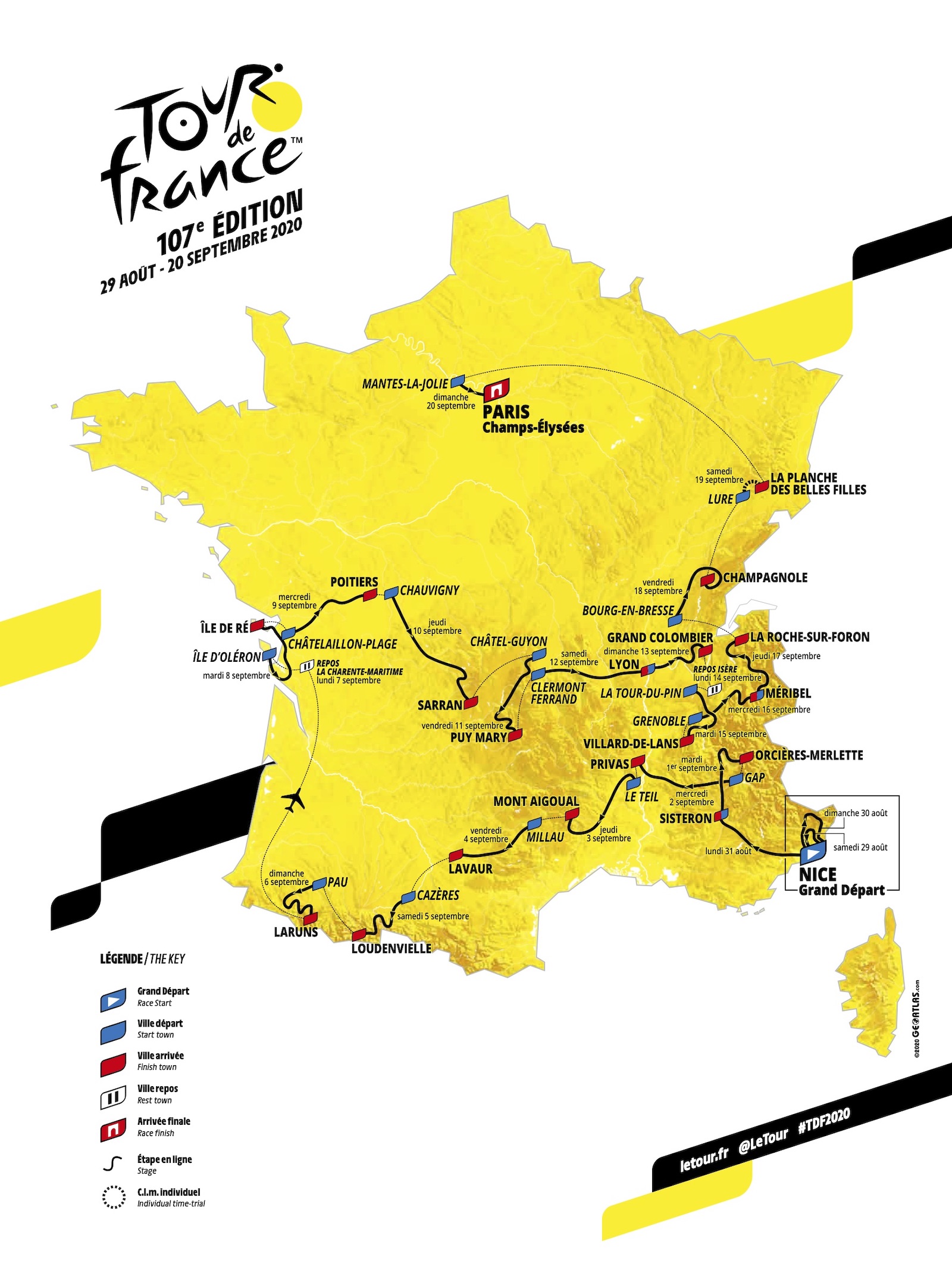 View France 2020 Tour De France Map Route Images