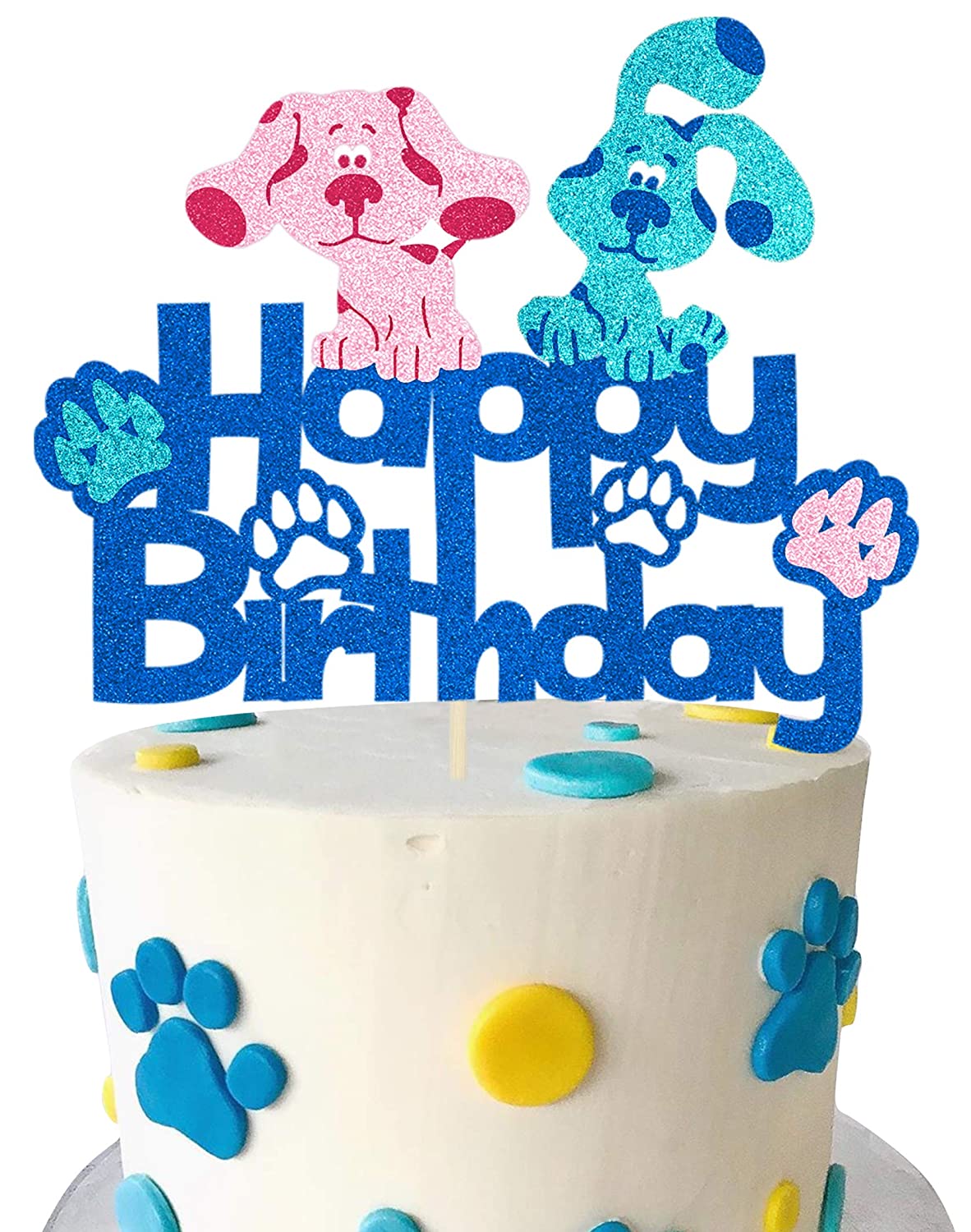 Order Birthday Cake Online For Delivery In Usa Buy Kapokku Glitter Blue And Pink Puppy Happy Birthday Sign Cake Topper