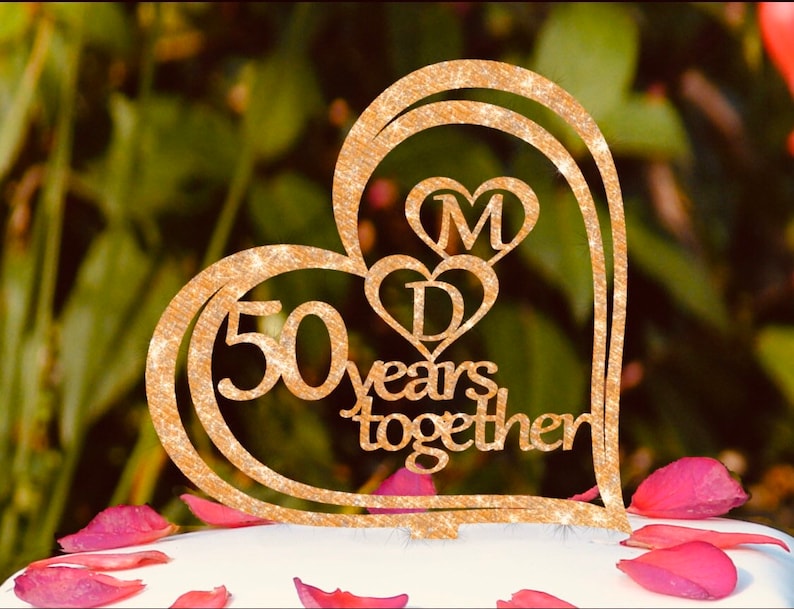 Wedding Cake Toppers Personalized 50th Anniversary Golden Wedding Cake Topper Personalised